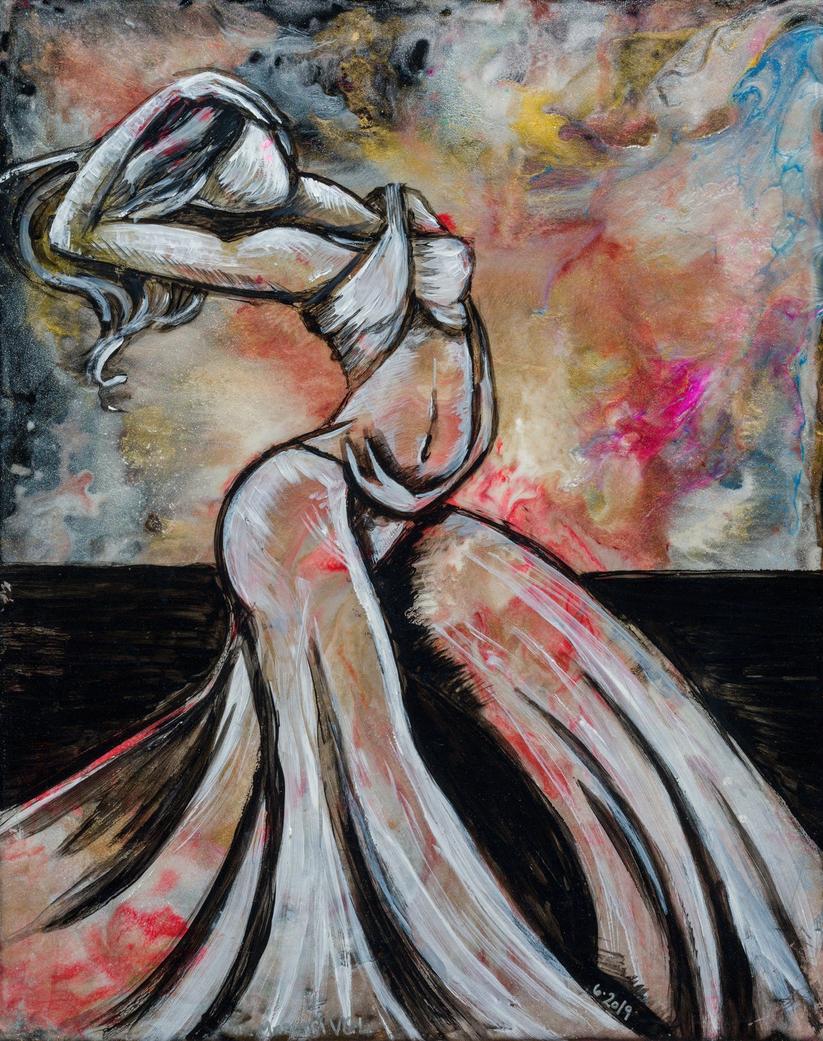 Mixed media painting by Liz Marotti